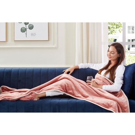 COMFORTCORRECT 28 x 70 in. Mekhi Throw Blanket with Feet Pocket, Blush CO2111685